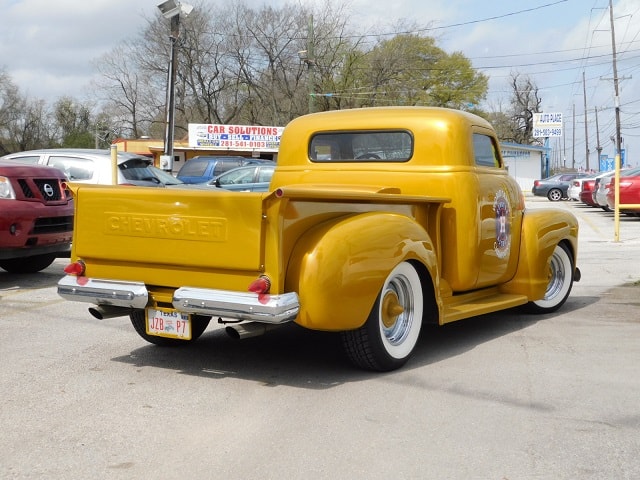 Classic Chevy truck rear view with Chevrolet tailgate