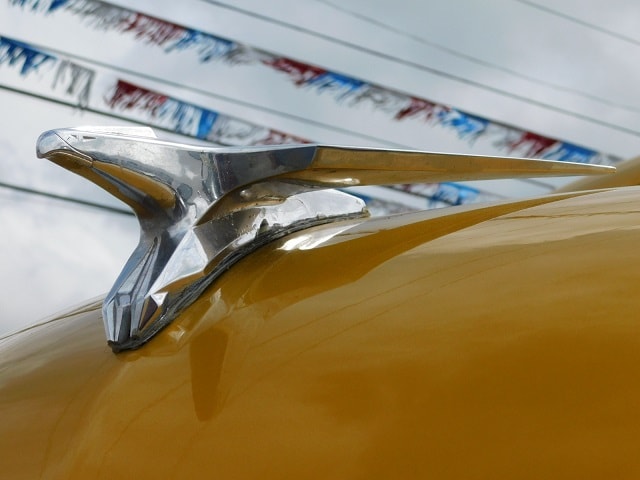 Classic car chrome hood ornament eagle detail