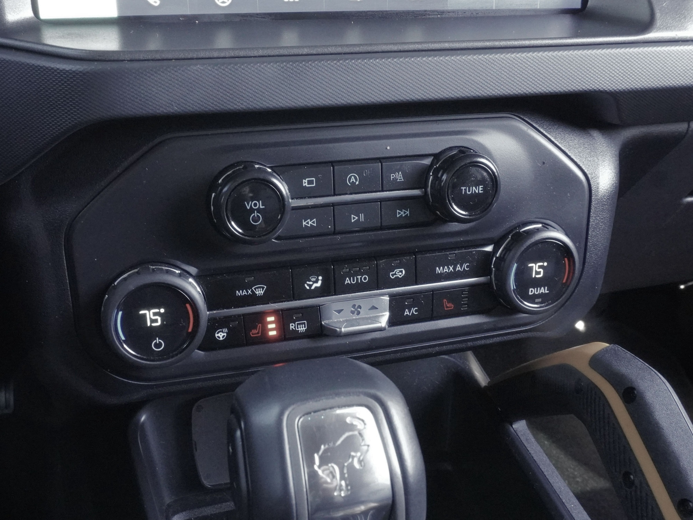 Ford Bronco climate and audio controls
